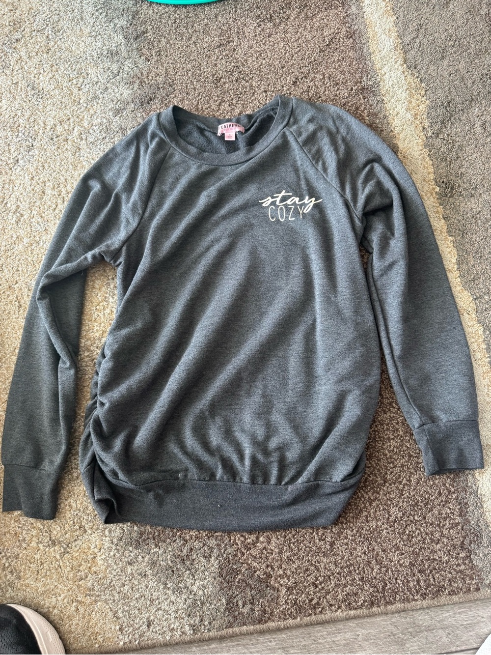 Feathers Maternity Gray "Stay Cozy" Pullover Sweatshirt